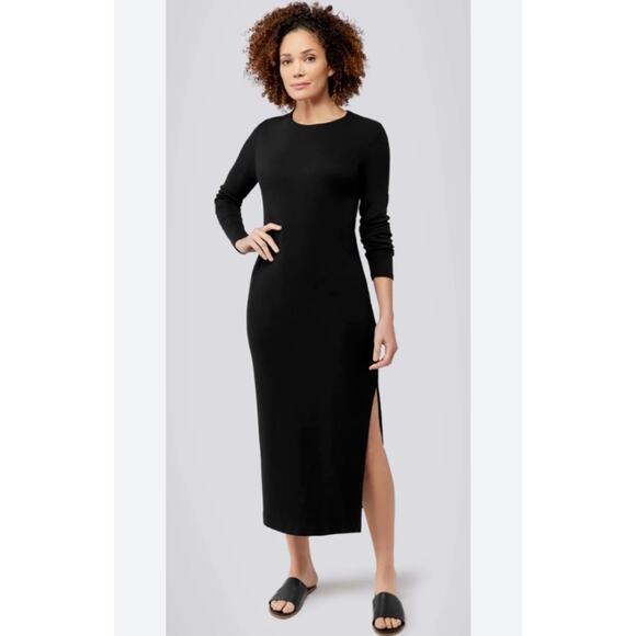 GRP1 knit Black dress 100% Cotton Lagenlook Made in Los Angeles USA Medium Ad9 - Picture 2 of 6